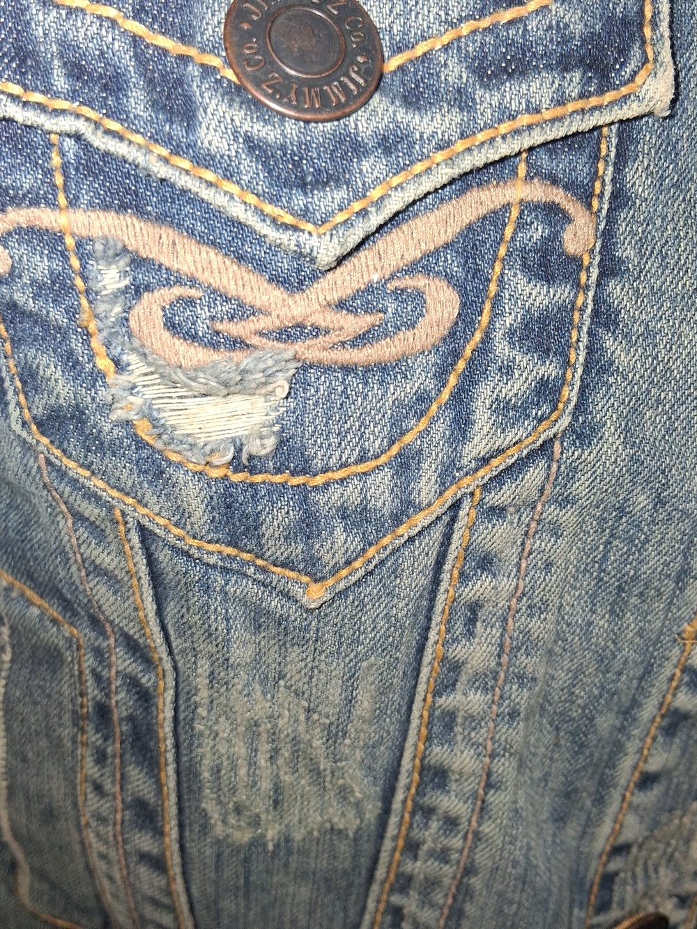 Jimmy'z Classic Light Wash Distressed Denim Jacket - Blue Womens Size S - Picture 4 of 15